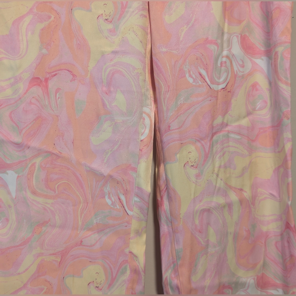 Zara Retro Womens Flare Pants With Flowers & Split Bottom Size Medium New No Tag - Picture 3 of 16
